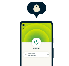 通过 ExpressVPN 保护的手机。